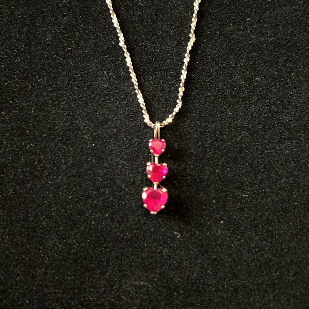 Heart Pendent With Lab Created Ruby Stones/ Italy… - image 2